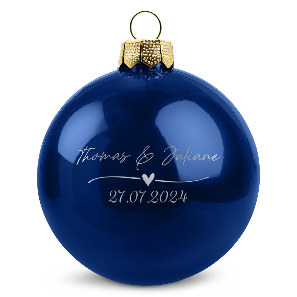 Weihnachtskugel Wedding Love – Blau glänzend