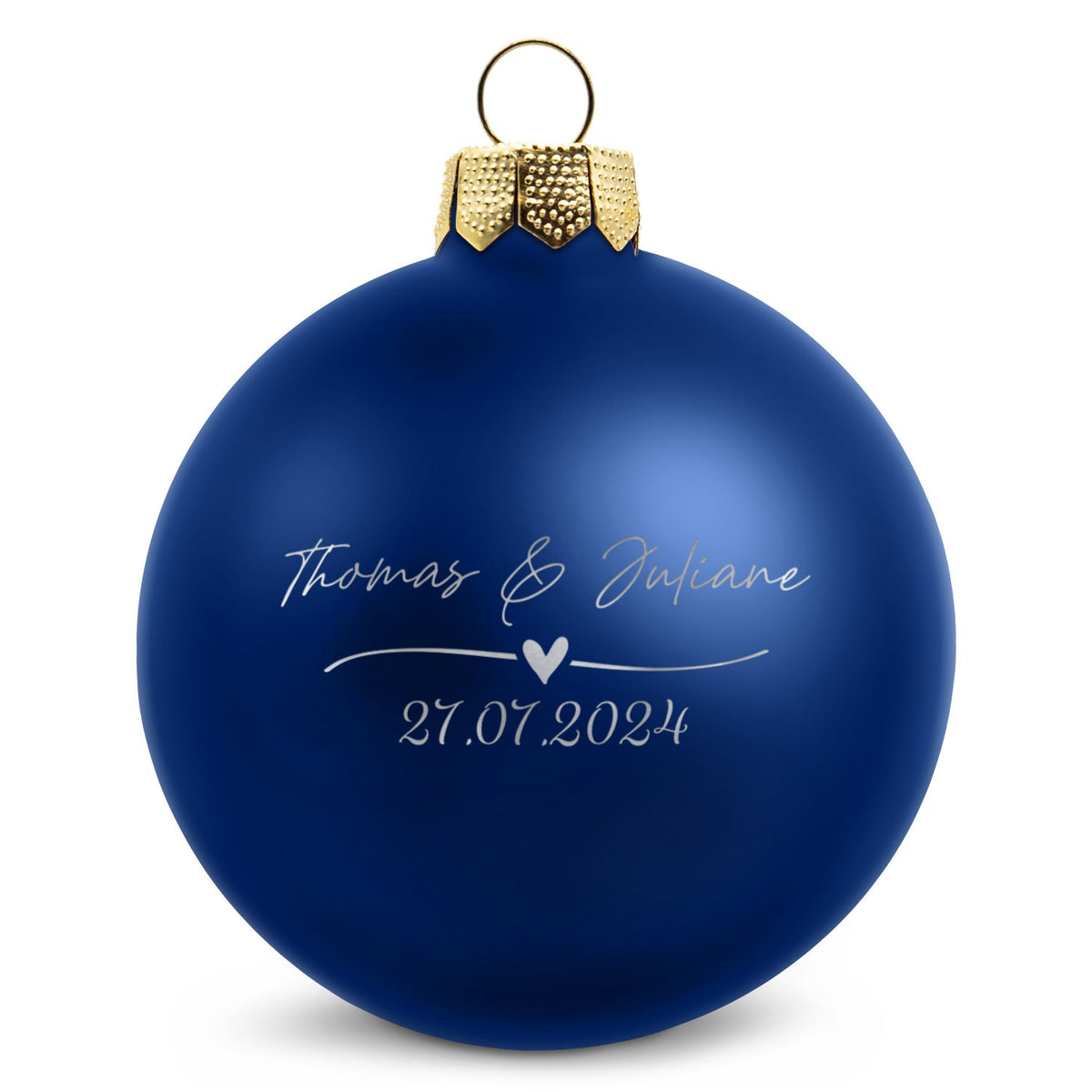 Weihnachtskugel Wedding Love – Blau matt
