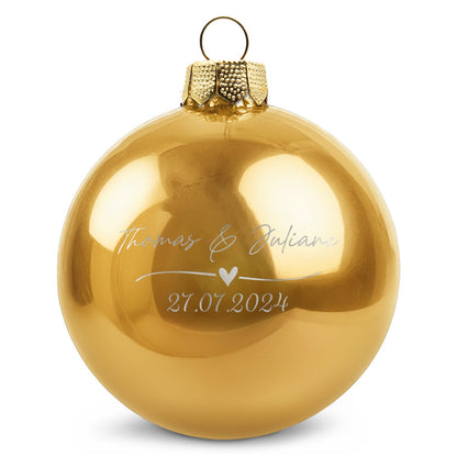 Weihnachtskugel Wedding Love – Gold glänzend