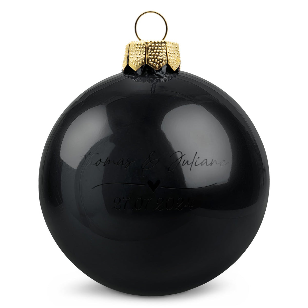 Weihnachtskugel Wedding Love – Schwarz glänzend