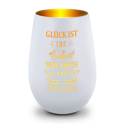 Windlicht „Glück ist eine Oma wie dich zu haben“ – weitere Produktansicht