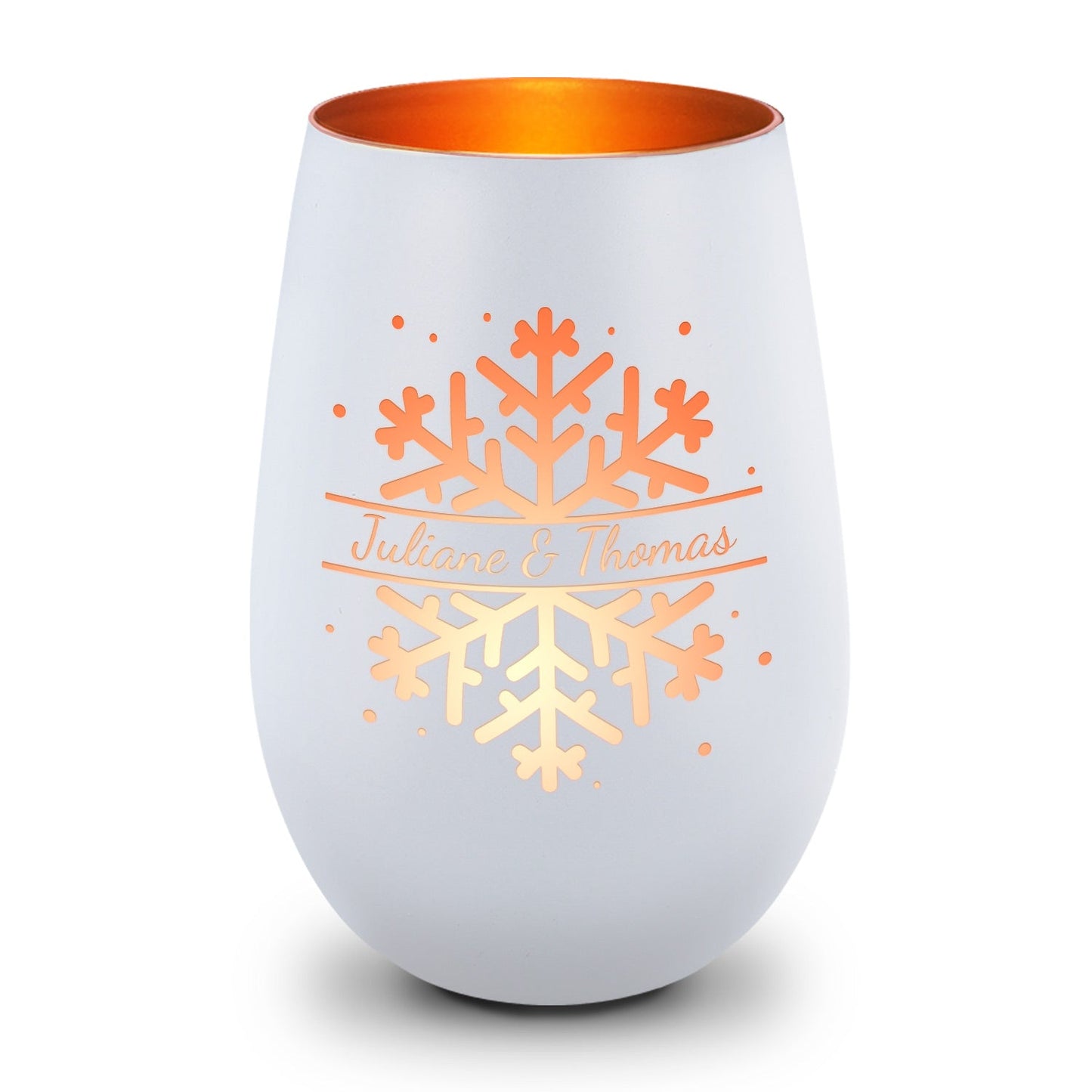 Personalisiertes Windlicht „Schneeflocke“ – Name & Datum