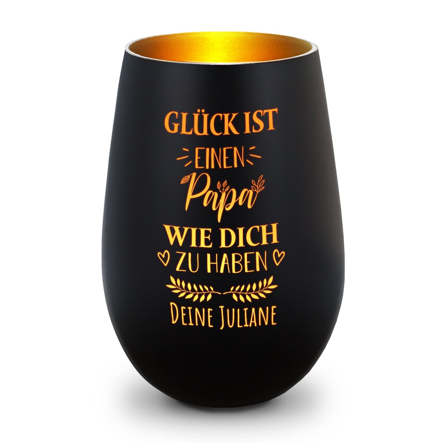 Windlicht „Glück ist einen Papa wie dich zu haben“ – Seitenansicht – Galerie 19