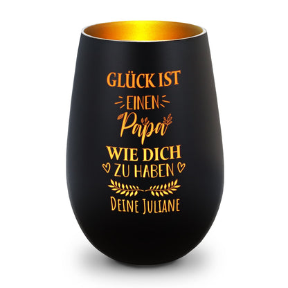 Windlicht „Glück ist einen Papa wie dich zu haben“ – Seitenansicht – Galerie 19