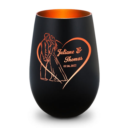 Hochzeits-Windlicht Hochzeitskuss – Vorschau mit Name und Datum