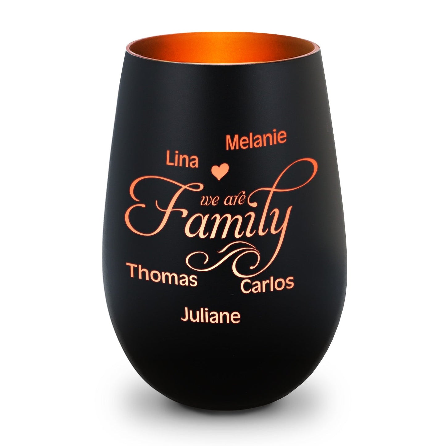 Windlicht „We are Family“ – Gravurdetail