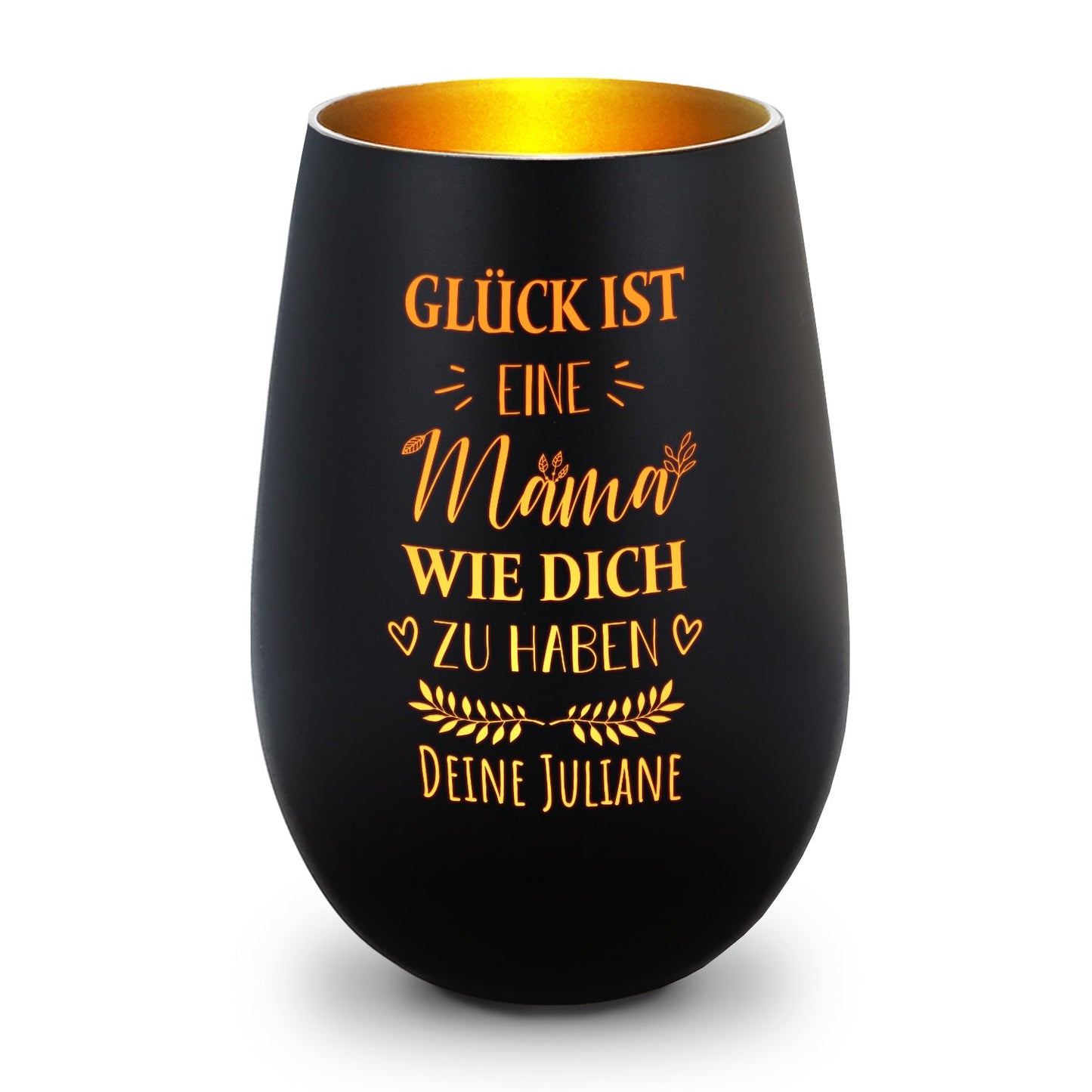 Windlicht „Glück ist eine Mama wie dich zu haben“ – Seitenansicht – Galerie 19