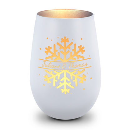 Personalisiertes Windlicht „Schneeflocke“ – Name & Datum