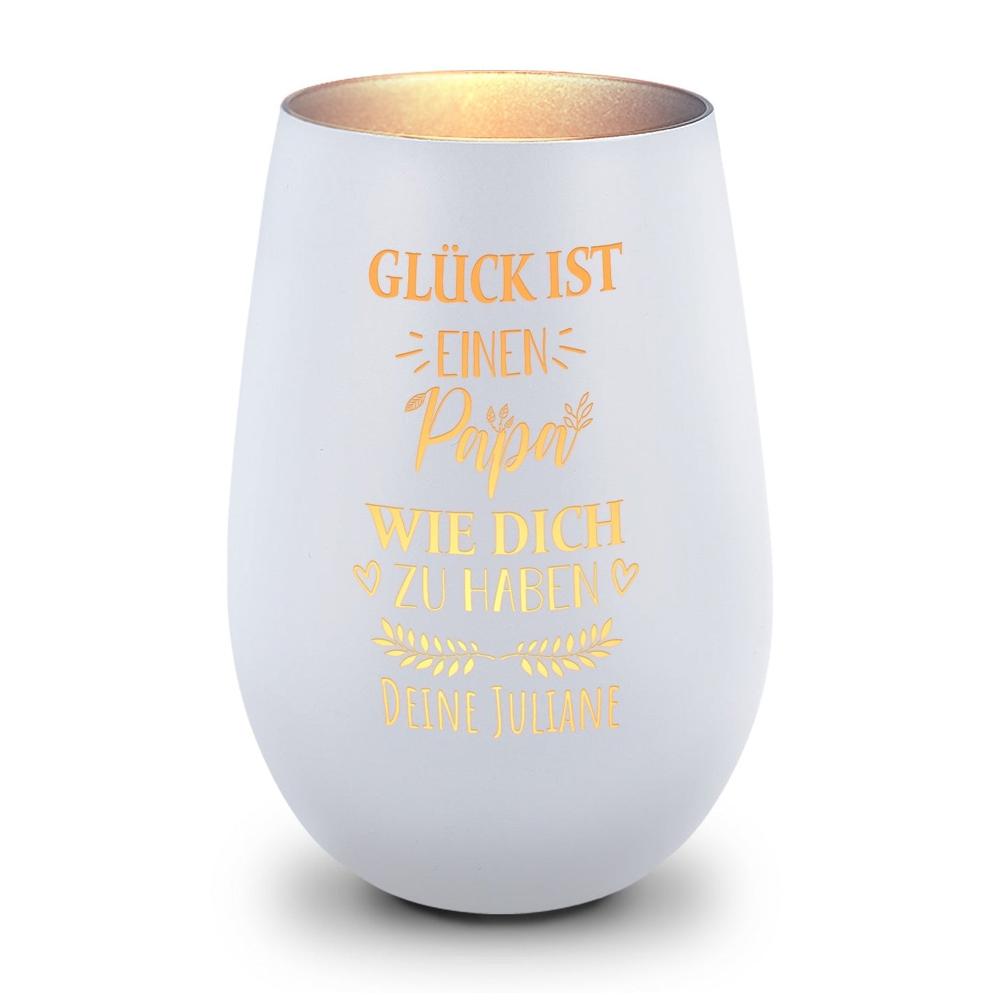 Windlicht „Glück ist einen Papa wie dich zu haben“ – weitere Detailansicht – Galerie 25