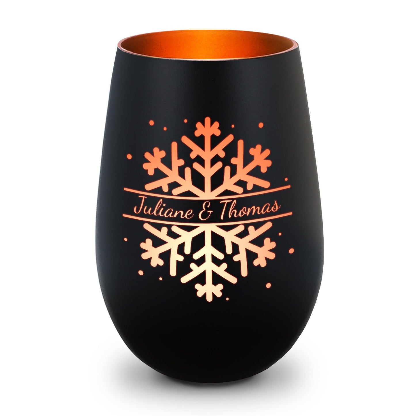 Personalisiertes Windlicht „Schneeflocke“ – Name & Datum