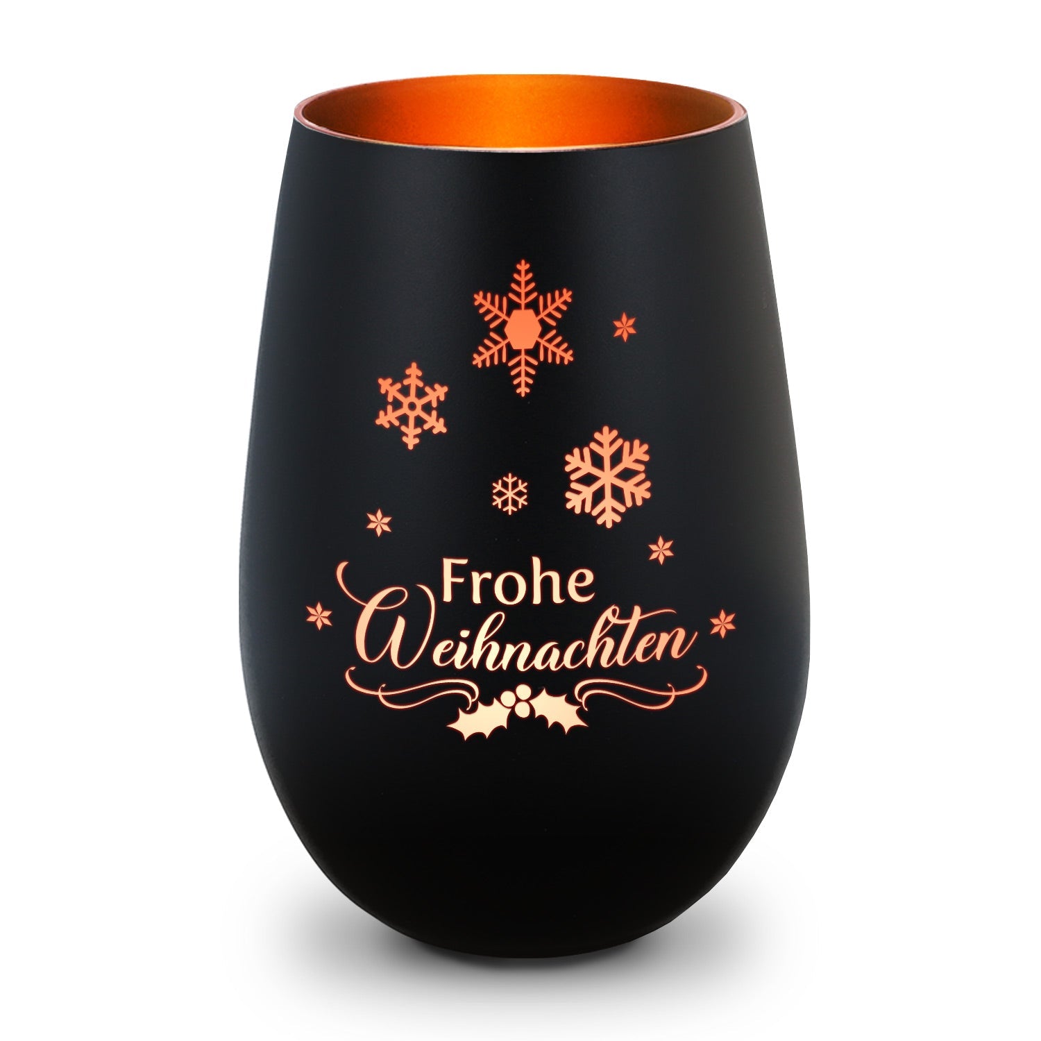 Windlicht Frohe Weihnachten Schneeflocke in dekorativer Ansicht