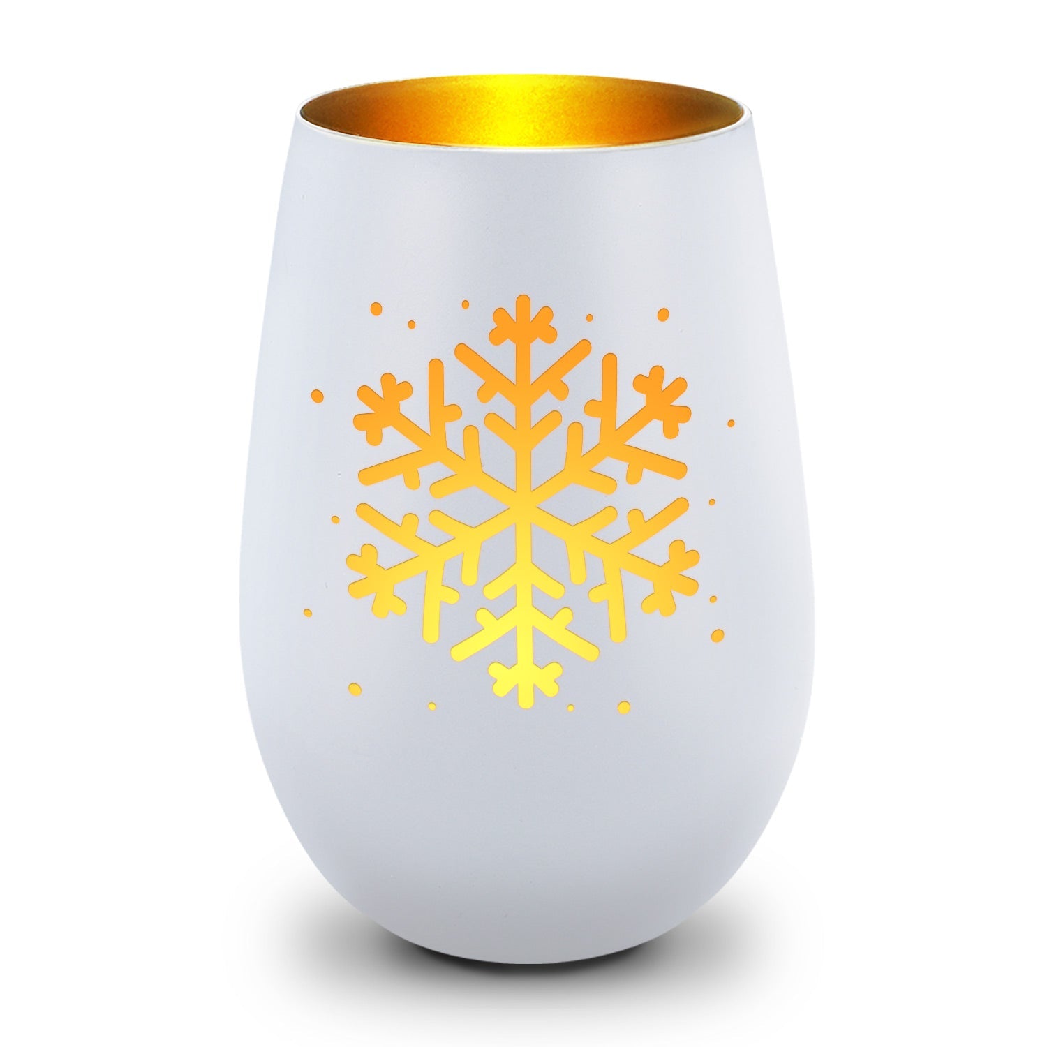 Windlicht Schneeflocke in Weiß-Gold – Produktansicht