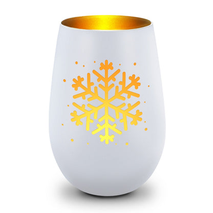 Windlicht Schneeflocke in Weiß-Gold – Produktansicht