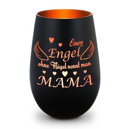 Windlicht „Einen Engel ohne Flügel nennt man Mama“ – Gravurdetail