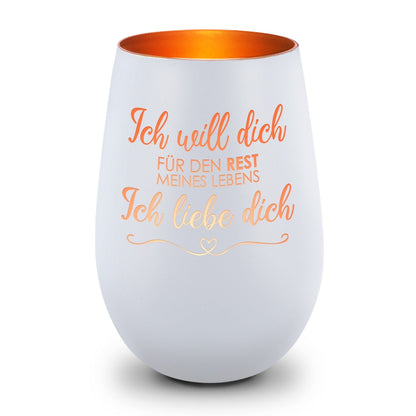 Windlicht „Ich will dich für den Rest meines Lebens“ – weitere Detailansicht