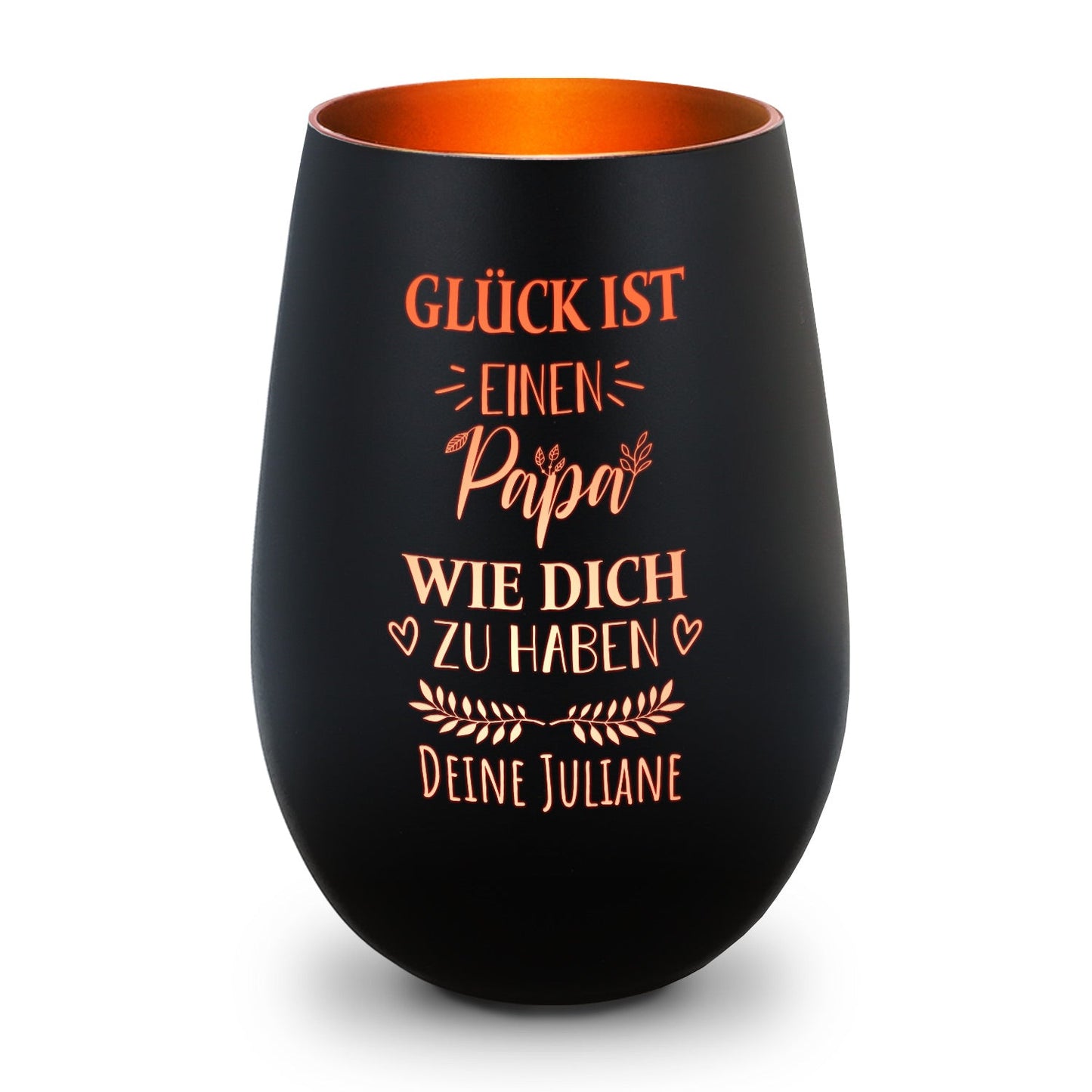 Windlicht „Glück ist einen Papa wie dich zu haben“ – weitere Produktansicht