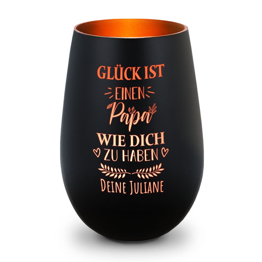 Windlicht „Glück ist einen Papa wie dich zu haben“ – weitere Produktansicht