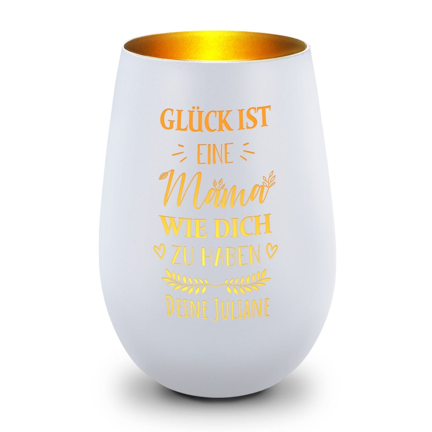 Windlicht „Glück ist eine Mama wie dich zu haben“ – weitere Produktansicht