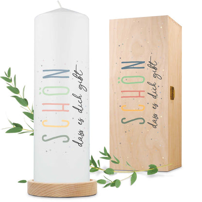 Cadeaukaars „Schön, dass es dich gibt“ – 25 cm