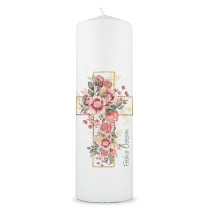 Osterkerze Blumenkreuz im HE Geschenkset
