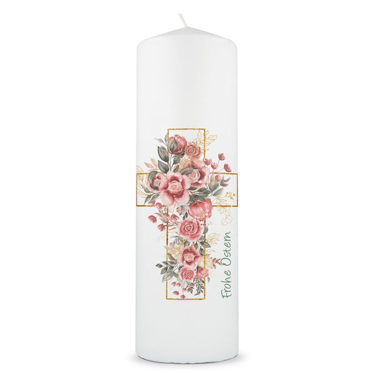Osterkerze Blumenkreuz im HE Geschenkset
