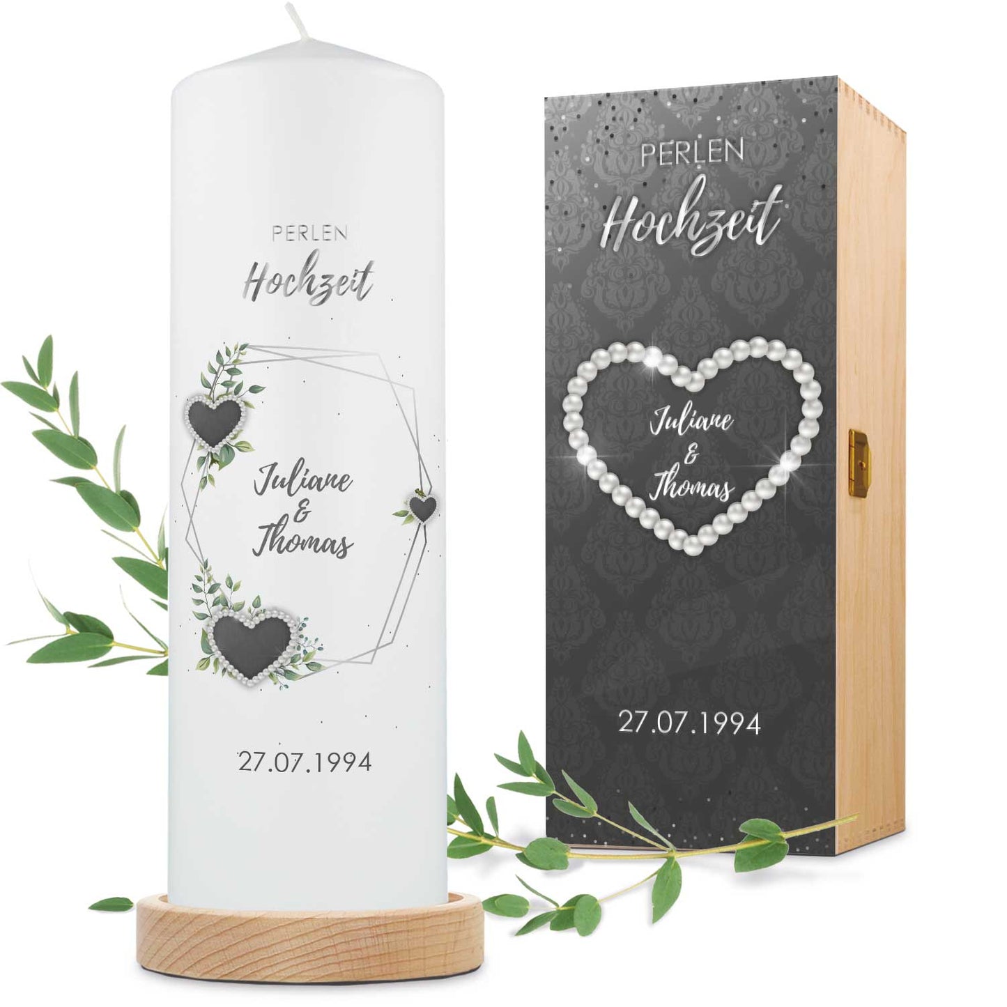 Hochzeitskerze „Perlenhochzeit“ – weitere Produktansicht