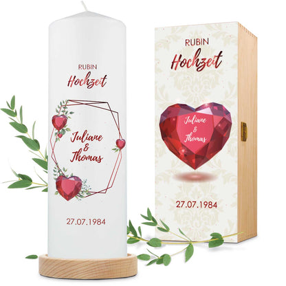 Hochzeitskerze „Rubinhochzeit“ – weitere Produktansicht