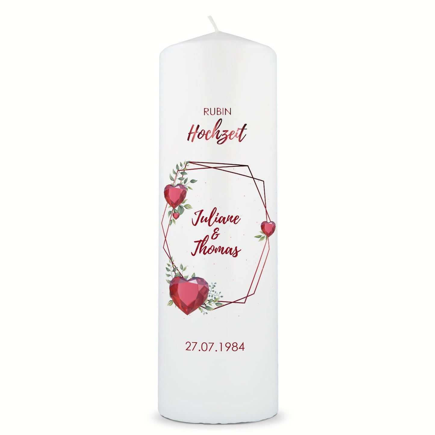 Hochzeitskerze „Rubinhochzeit“ – Motivdetail
