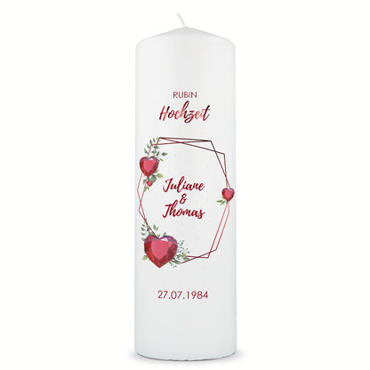 Hochzeitskerze „Rubinhochzeit“ – Motivdetail