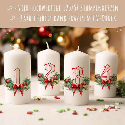 Adventskaarsen ‘Floral’ – set van 4 voor de adventskrans