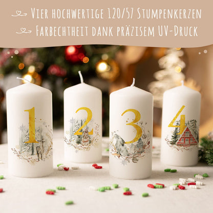 Adventskaarsen ‘Gouden cijfers’ – set van 4