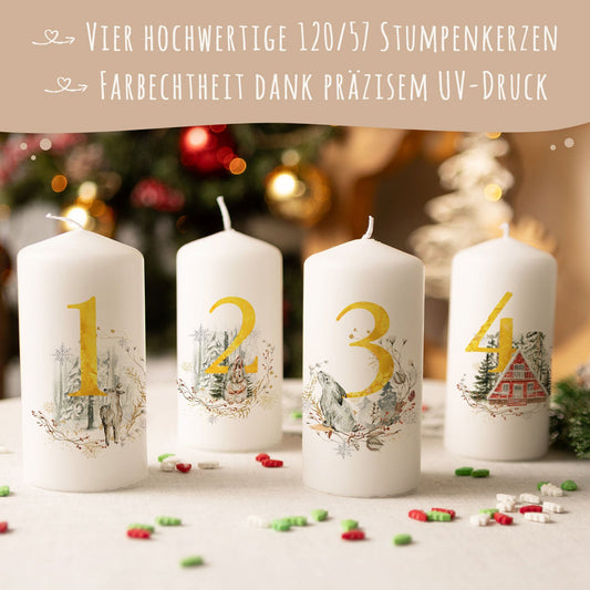Adventskaarsen ‘Gouden cijfers’ – set van 4