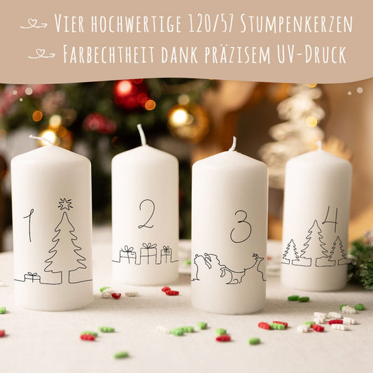 Adventskaarsen ‘Lijn’ – minimalistische set van 4