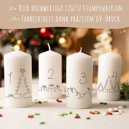 Minimalistische Adventskerzen Linie im HE Geschenkset