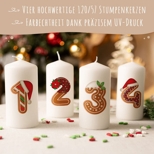 Adventskerzen „Lebkuchen“ – 4er-Set
