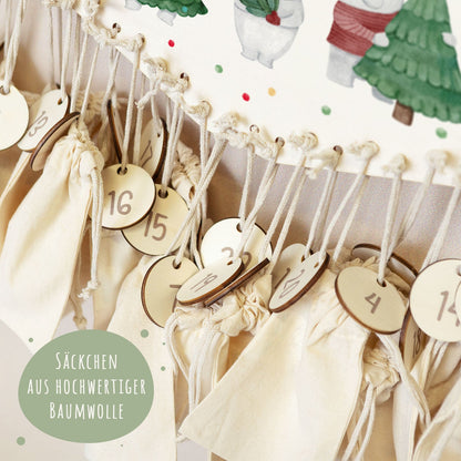 Gepersonaliseerde houten adventskalender „IJsberen“ – met naam