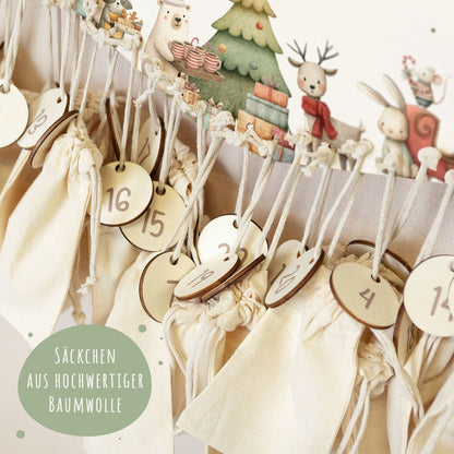 Gepersonaliseerde houten adventskalender „Kerstvoorbereiding“ – met naam
