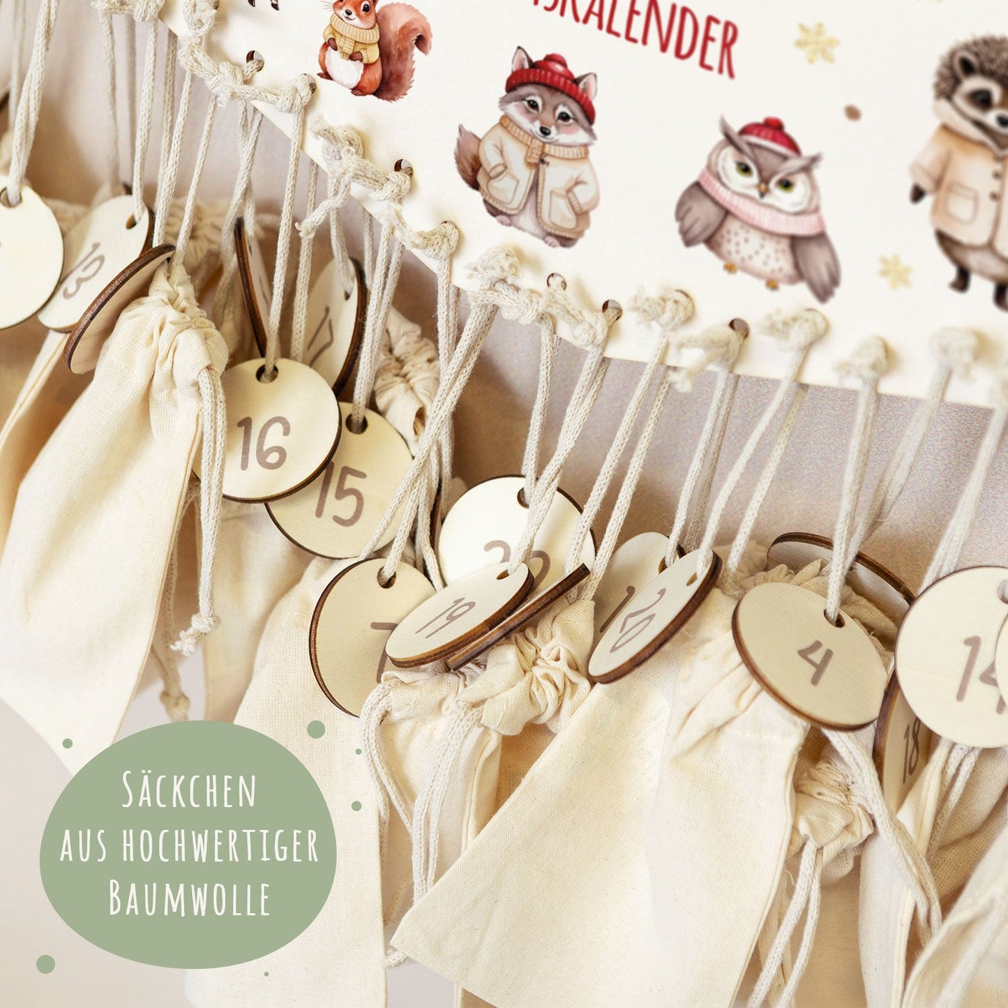 Personalisierter Holz-Adventskalender „Waldtiere“ – mit Name