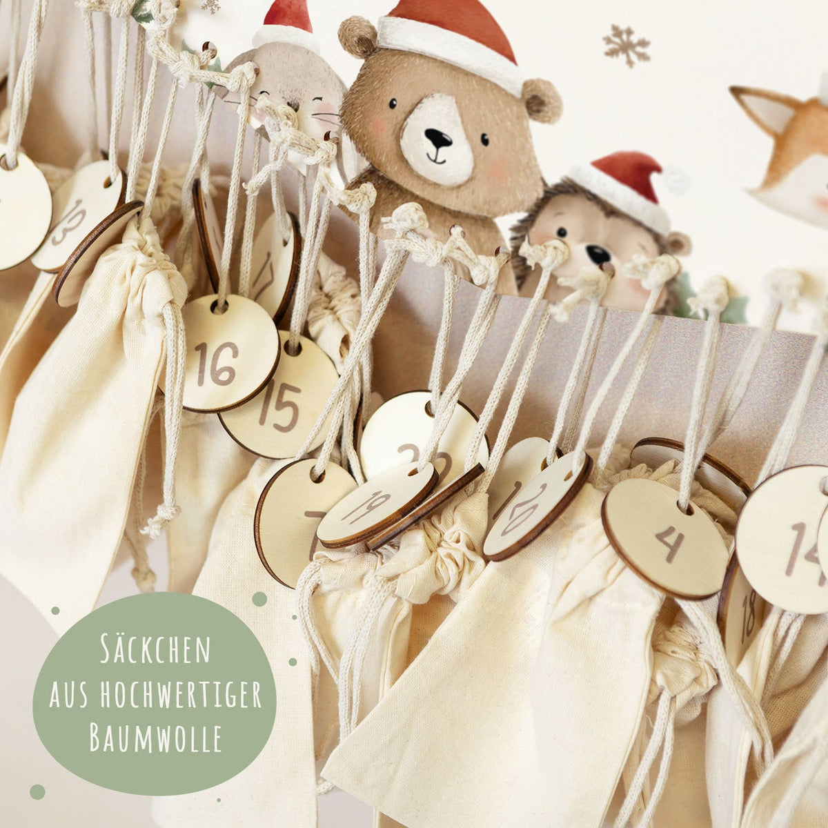 Gepersonaliseerde houten adventskalender „Kerstgroep“ – met naam