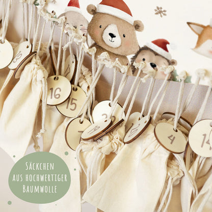Gepersonaliseerde houten adventskalender „Kerstgroep“ – met naam