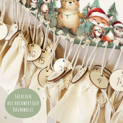 Gepersonaliseerde houten adventskalender „Winterhut“ – met naam