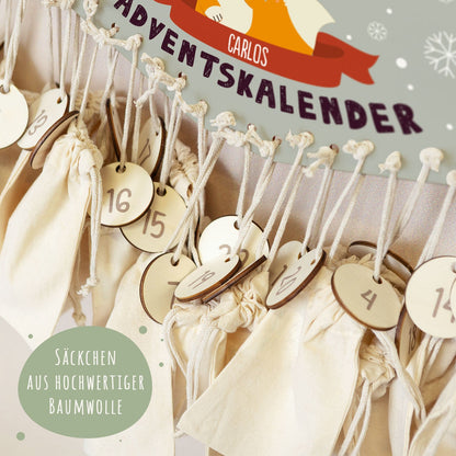 Gepersonaliseerde houten adventskalender „Winterdieren“ – met naam