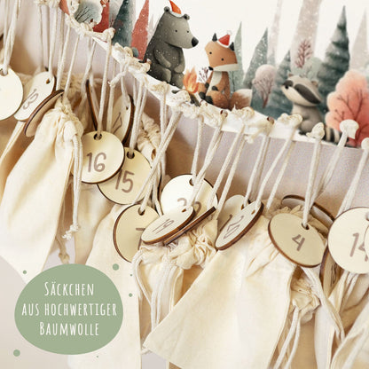 Gepersonaliseerde houten adventskalender „Winterbos“ – met naam