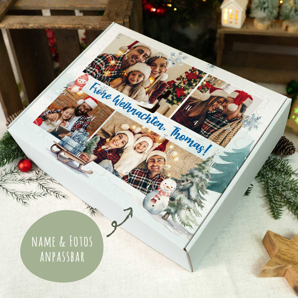 Foto-adventskalender met 4 foto's & eigen tekst – om zelf te vullen