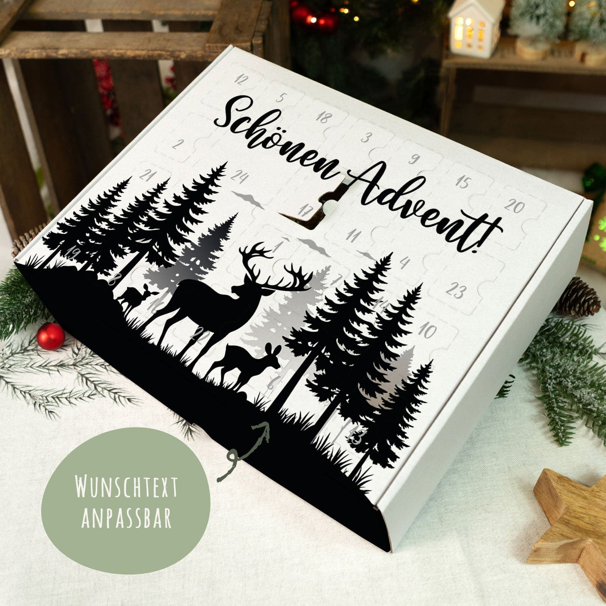 Gepersonaliseerde DIY-adventskalender „Hert“ – om zelf te vullen
