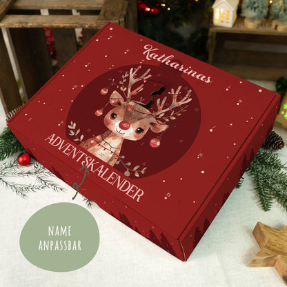 Gepersonaliseerde DIY-adventskalender „Rendier“ – om zelf te vullen