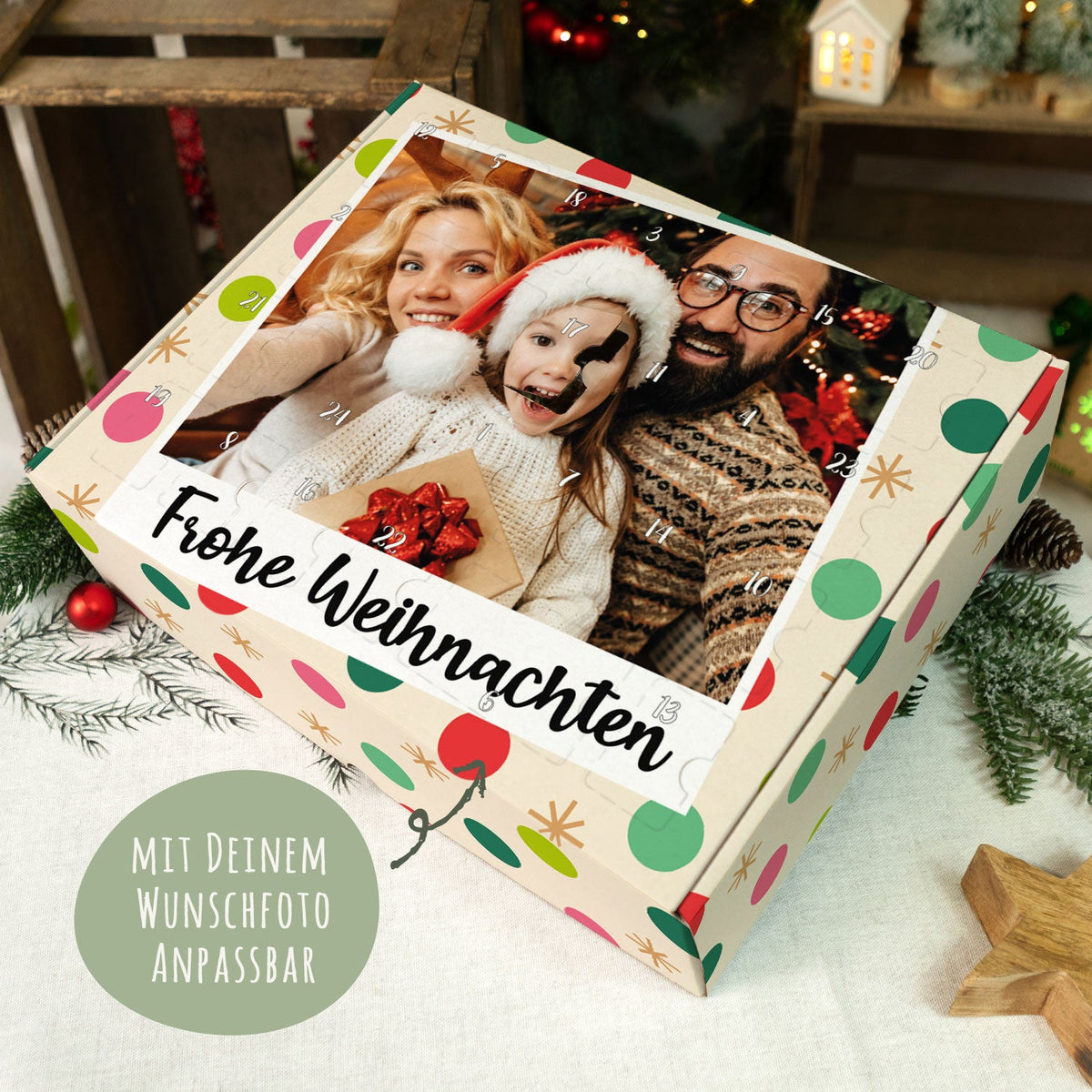 Gepersonaliseerde foto-adventskalender „Retro“ – om zelf te vullen