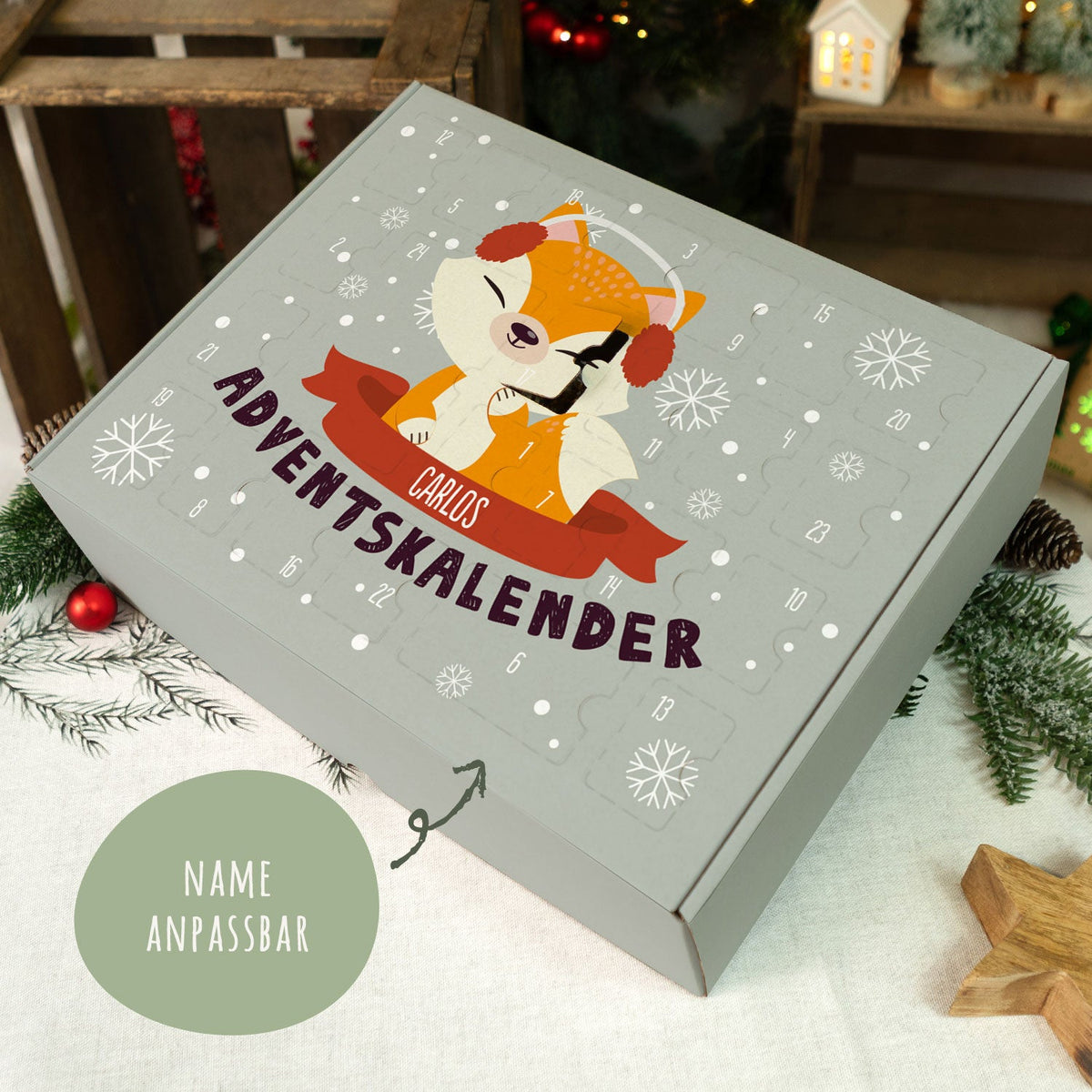 Gepersonaliseerde DIY-adventskalender „Kerstdieren“ – om zelf te vullen