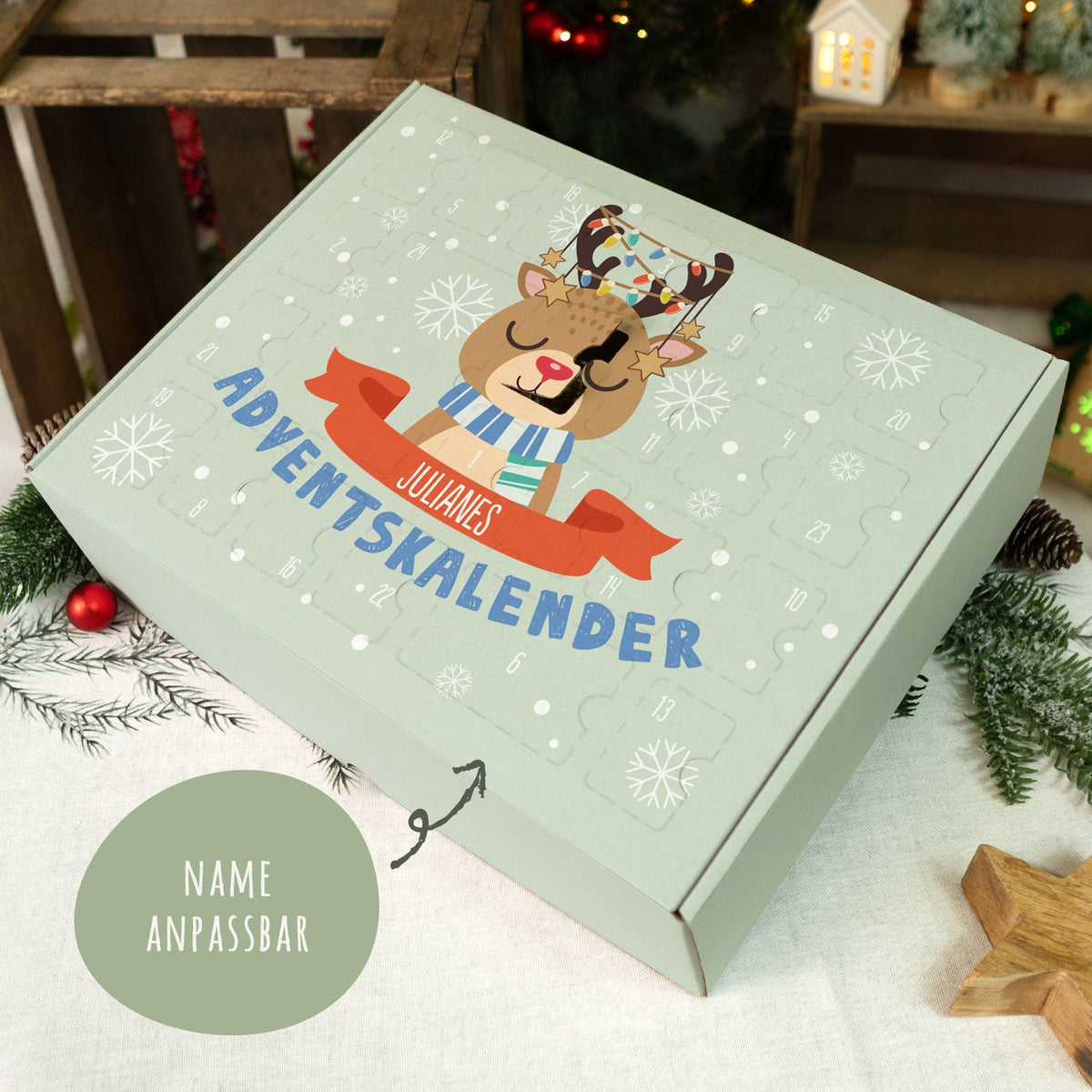 Gepersonaliseerde DIY-adventskalender „Kerstdieren“ – om zelf te vullen