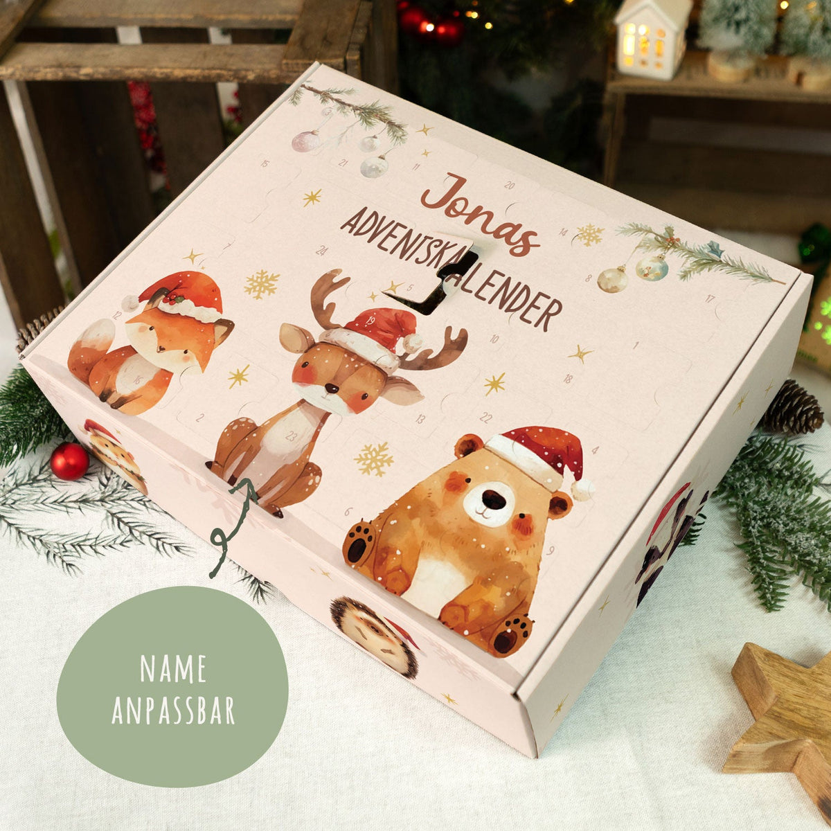 Gepersonaliseerde DIY-adventskalender „Wintertrio“ – om zelf te vullen